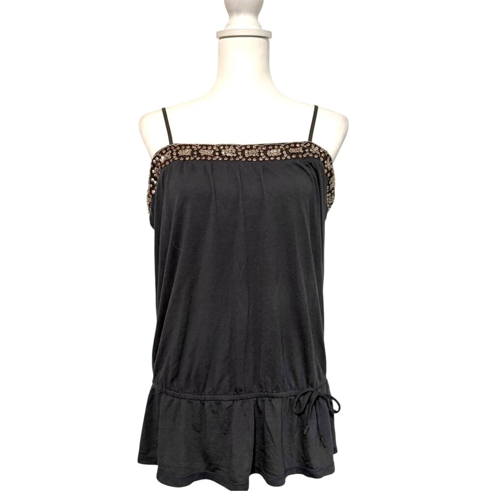 Vintage Y2K Xhilaration Grey Beaded Top Size XL